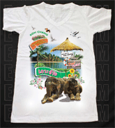 เสื้อยืดคอวีพร้อมสกรีนลายแหล่งท่องเที่ยว ลายจังหวัดตราด